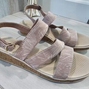 Bzees Women's Beige Cork Wedge Comfort Sandals Size 11